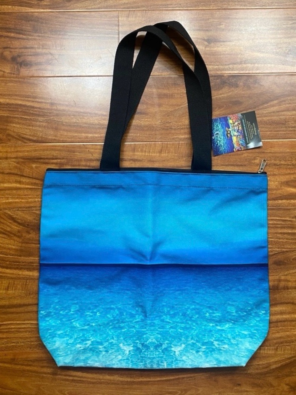 NWT New Womens Pacify Blue Ocean Original Artwork Carry All Shopping Zipper Tote